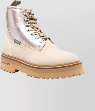 Woolrich chunky sole leather lace up ankle boots