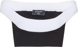 Balmain Ribbed-Knit Cropped Top - Womens - Polyester/Viscose