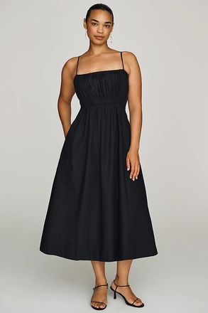Maeve 100% Cotton Ruched Midi Dress