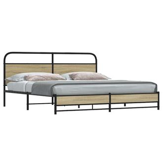 Berkfield Home Metal Bed Frame without Mattress Sonoma Oak 200x200 cm in Brown