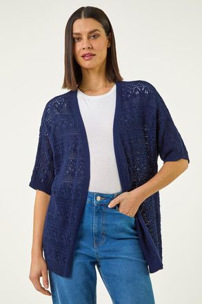 Roman Stitch Detail Knit Cardigan