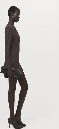 Mango Vestito collo drappeggiato maniche lunghe marrone - Donna - XXL - MANGO