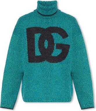 Dolce & Gabbana Wollen trui - Heren - Coltruien - Blauw - M - Wol - Truien & Vesten