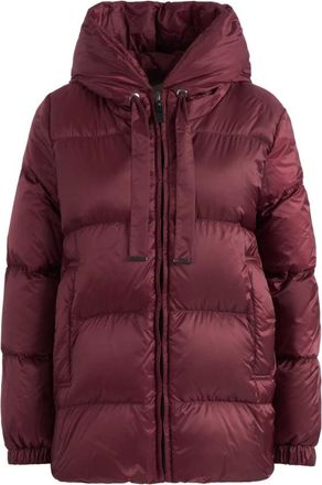 Max Mara Jassen, Dames, Rood, 2Xs, Leer, Seia Down Jacket