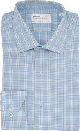 Lorenzo Uomo Trim Fit Plaid Stretch Cotton Dress Shirt in Light Blue at Nordstrom Rack, Size 17.5 - 34/35