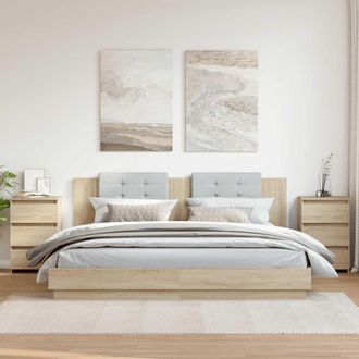 vidaXL Mesitas De Noche 2 Uds Contrachapada Roble Sonoma 40x35x62,5cm Vidaxl