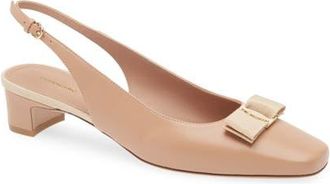 Ferragamo Rivada Slingback Pump in Beige at Nordstrom, Size 8.5