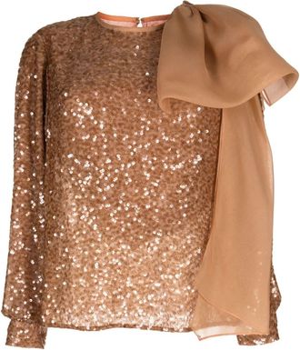 Sachin & Babi Marlena sequin-embellished blouse - women - Spandex/Elastane/Polyester/Polyester - L - Neutrals