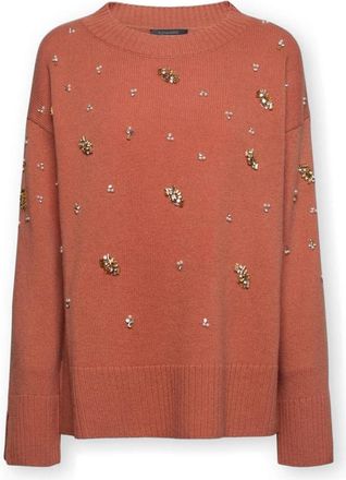 Elena Miro Pure Wool Crew Neck Sweater - Dames - Ronde hals truien - Roze - XS - Wol - Truien & Vesten