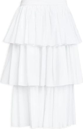 Alaia Openwork Cotton Ruffle Skirt - Dames - Midirokken - Wit - XS - Katoen - Rokken