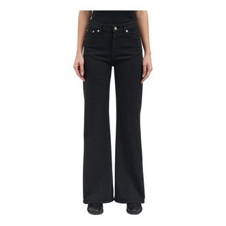 Dondup Wide Jeans, female, Black, Size: W25 Pantalone in Denim Wide Leg Amber