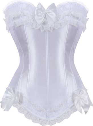 Grebrafan Plus Size Zip Side Corset Top for Women Wear Out (UK(20-22) 5XL, White)