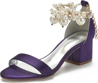 Miyoopark Comfortable Wedding Shoes for Women Block Low Heel Evening Sandals M536 Dark Purple UK 7.5