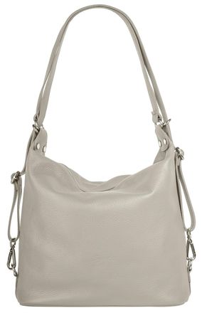 Samantha Look Shopper SAMANTHA LOOK, Damen, Gr. B/H/T: 31cm x 29cm x 11cm onesize, grau, Leder, leicht gl&auml;nzend, unifarben, Taschen Shopper, echt Leder, Made in Ita