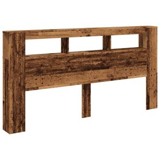 Berkfield Home LED Headboard Old Wood 200x18.5x103.5 cm Engineered Wood in Brown