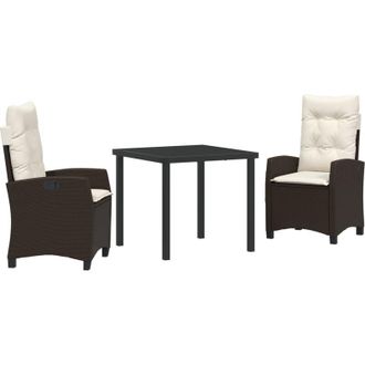 vidaXL Vidaxl - Conjunto De Comedor De Jard&iacute;n 3 Pcs Marr&oacute;n Rat&aacute;n Sint&eacute;tico