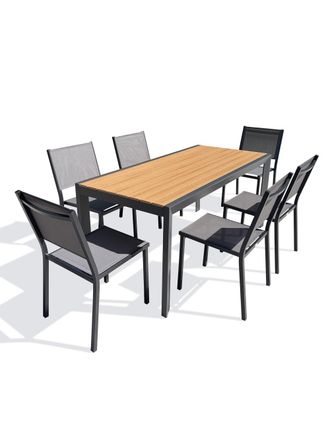 DCB Garden Conjunto de comedor de jard&iacute;n de aluminio para 6 personas - antracita