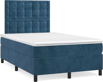 vidaXL Cama Box Spring Colch&oacute;n Y Led Terciopelo Azul Oscuro 120x190 Cm Vidaxl