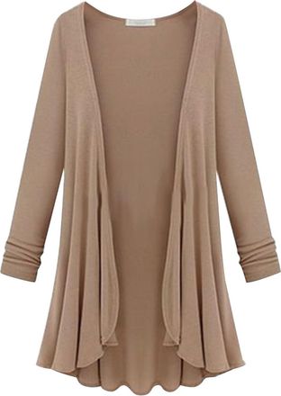 Generic Plus Size Cardigans For Women, Ladies Cardigans Uk, Elegant Vintage Open Front Knitted Outerwear Fashion High-Low Hem Cardigan Fashion Flowy Long Knit