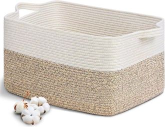 OEM Cesto De Ropa Sucia Grande De Algod&oacute;n Tejido Con Asa, 55 X 30 Cm, Cesta De Almacenamiento Plegable, Para Ropa, Juguetes, S&aacute;banas, Sala De Estar, Dormi
