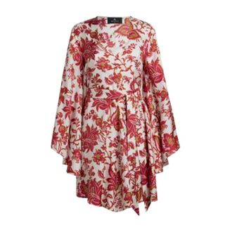 Etro Etro, Short Dresses, female, Multicolor, Size: M Floral-print Tie-waist Mini Dress