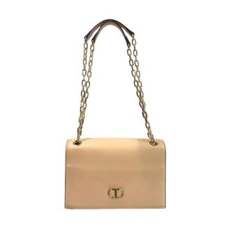 Twinset Tassen, Dames, Beige, ONE Size, Leer, Leren Schoudertas met Kettingriem