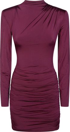 Rotate Draped Ruched High Neck Mini Dress