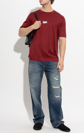 Emporio Armani T-shirt With Logo, Mens, Burgundy