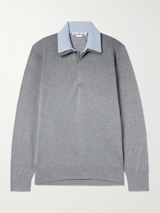 Acne Studios Polo In Misto Seta A Strati - Grigio