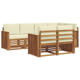 vidaXL Conjunto De Sof&aacute; Seccional Con Coj&iacute;n 7 Pcs Natural Y Crema Vidaxl