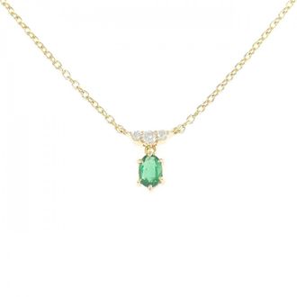 Tasaki Au750 Emerald Diamond Necklace