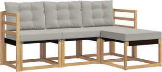 vidaXL Conjunto De Sof&aacute;s De Exterior 4 Uds. Blanco Y Gris Claro Vidaxl