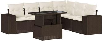 vidaXL Juego De Sof&aacute;s De Jard&iacute;n 7 Piezas Con Cojines Rat&aacute;n Pe Marr&oacute;n Vidaxl
