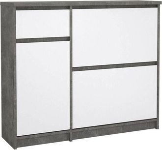 Dmora Dmora - Zapatero Todd, Zapatero, Armario De Entrada Multiusos, Zapatero, 109x32 H93 Cm, Cemento Y Blanco Brillante