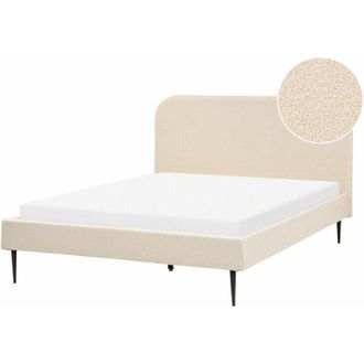 Beliani Beliani - Letto matrimoniale boucl&egrave; beige piedi oro minimalista 140 x 200 cm Flayat
