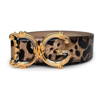 Dolce & Gabbana Belts, female, Multicolor, Size: 70 CM Animal Print Belt with Barocco Buckle