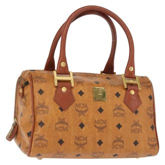 MCM Visetos Logogramme Canvas And Leather Brown Pvc Handbag (Pre-Owned)