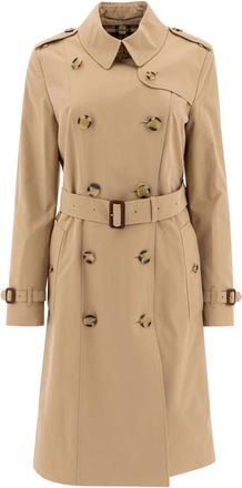 Burberry Kensington Long Trench - Dames - Trenchcoats - Beige - S - Katoen - Jassen