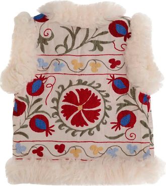 Zazi Womens Multicolor Sleeveless Jacket With Fur Trims Cotton Coat