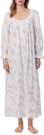 Eileen West Long Sleeve Cotton Lawn Nightgown in Rosbudpt at Nordstrom, Size X-Small