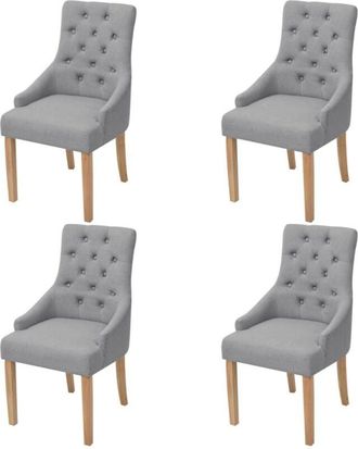 vidaXL Vidaxl - Sillas De Comedor 4 Unidades Tela Gris Claro