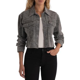 Kut from the Kloth Miley Animal Print Jacquard Denim Jacket in Grey at Nordstrom Rack, Size X-Small