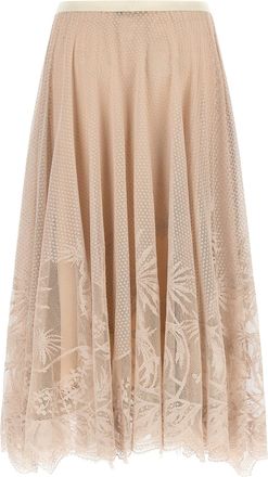 Fabiana Filippi Jacquard Lace Skirt - Beige