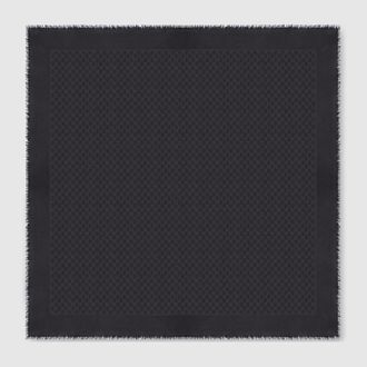 Gucci GG Silk Wool Lam&eacute; Shawl, Black, Wool