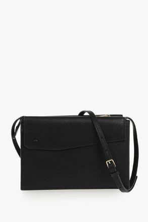 Valextra Borsa in Pelle Martellata a Spalla con Chiusura Effetto Dorata Valextra