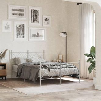 Berkfield Home Metal Bed Frame without Mattress with Footboard White 120x190cm | Size: 120x190 cm