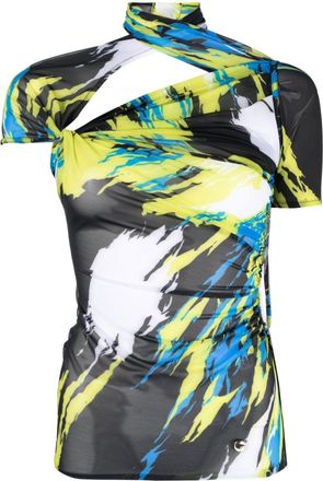 Coperni semi-sheer graphic-print dress - women - Elastane/Polyamide - S - Black