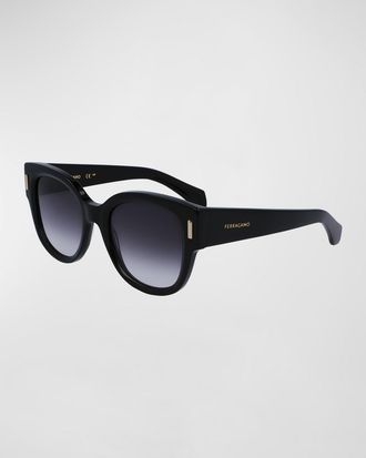 Ferragamo Rivets Acetate Cat-Eye Sunglasses