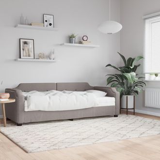 vidaXL Sof&aacute; Cama Con Colch&oacute;n Tela Gris Taupe 90x200 Cm Vidaxl