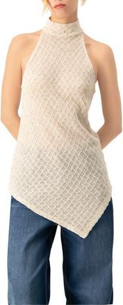 Ivonne Knit Halter Neck Sleeveless Top in Natural at Nordstrom, Size 14